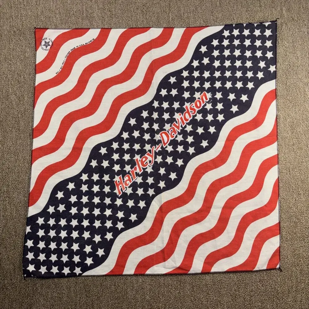 Harley Davidson Vintage Bandana American Flag Made In USA